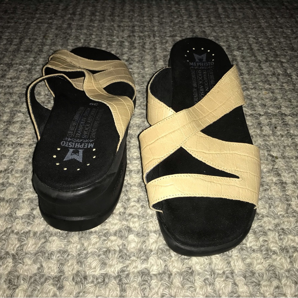 EUC! Mephisto Tan Criss-Cross Leather Sandals size 39